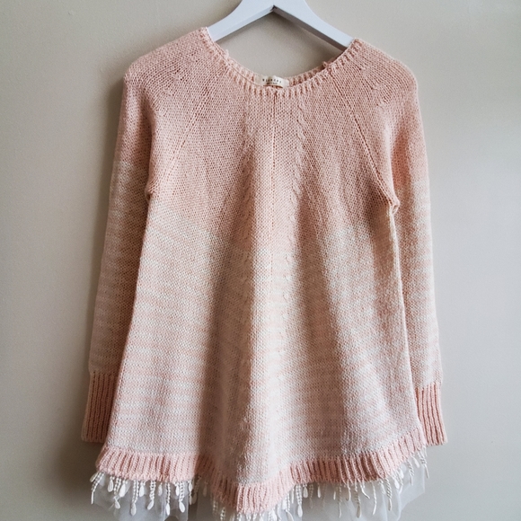 Nice day Korean brand rose pink sweater with lace details bottom - Picture 2 of 8